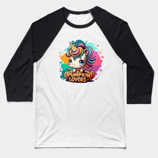 Sweet Halloween ,Unicorn and Halloween Pumpkin Autumn Leaves Baseball T-Shirt